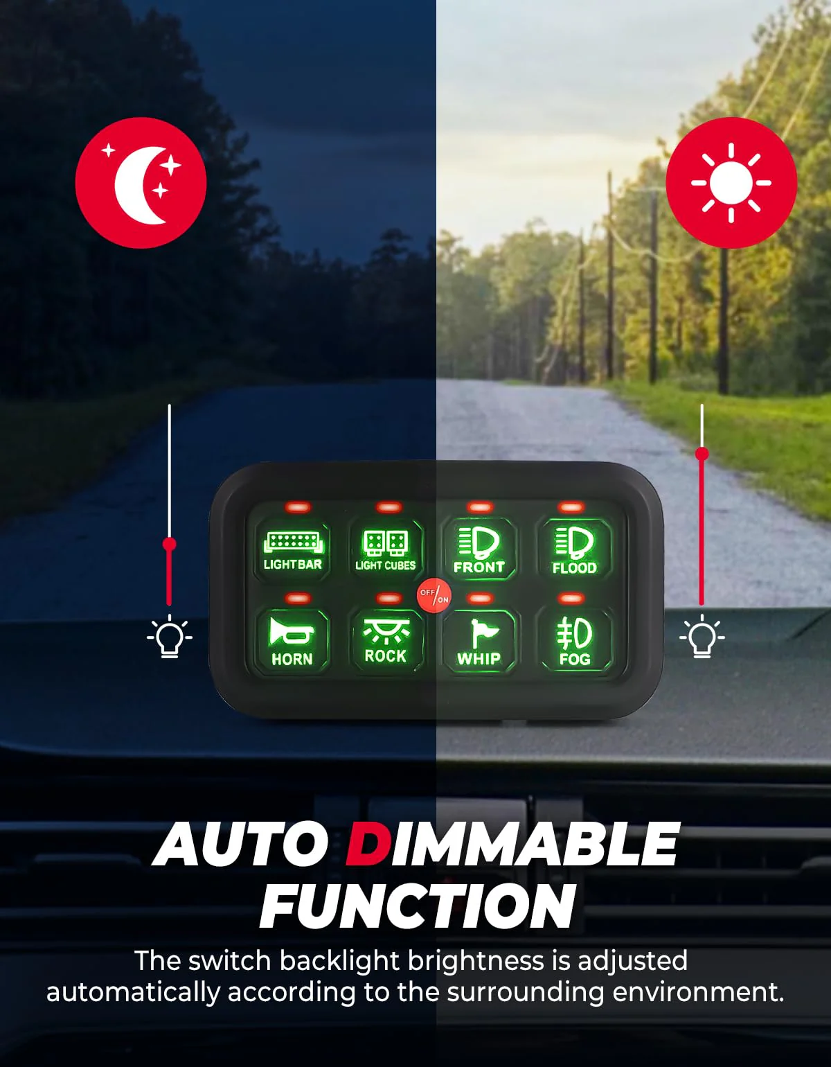 12-24V 8 Gang Switch Panel for Cars, UTVs, Trucks, Wrangler & RZR X3 - Image 3