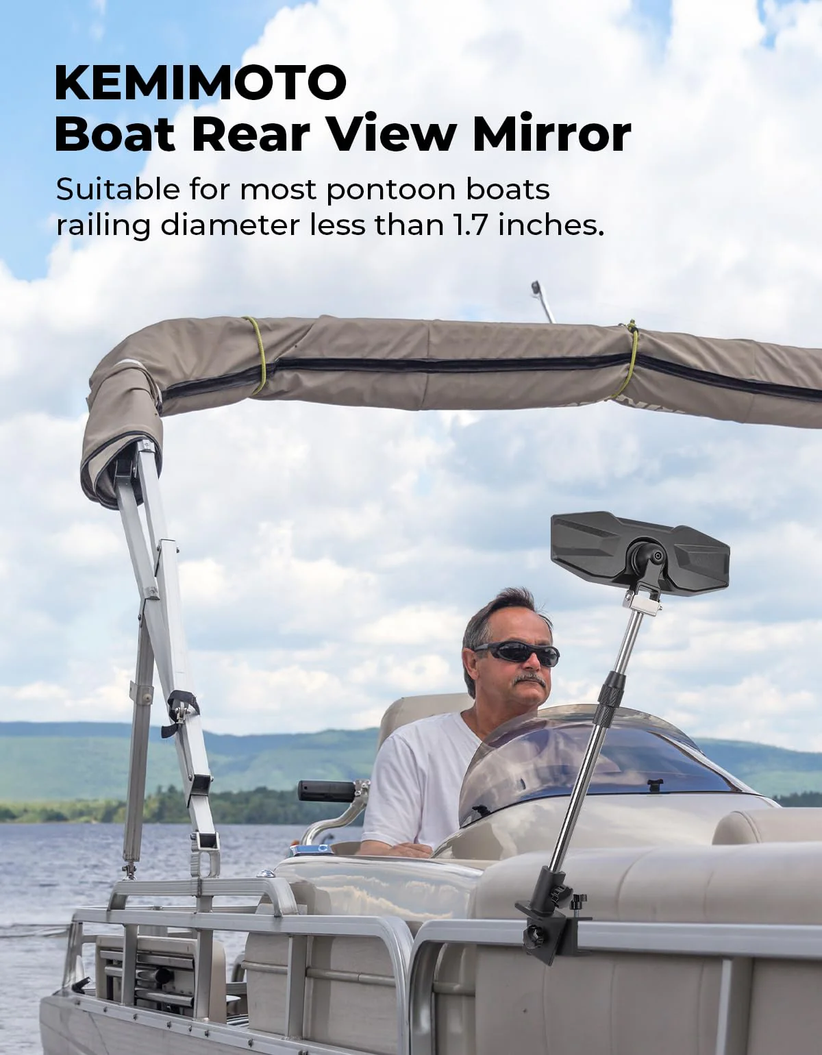 360° Adjustable Boat Rear Mirror with Telescoping Pole 4.5"x8" - Image 7