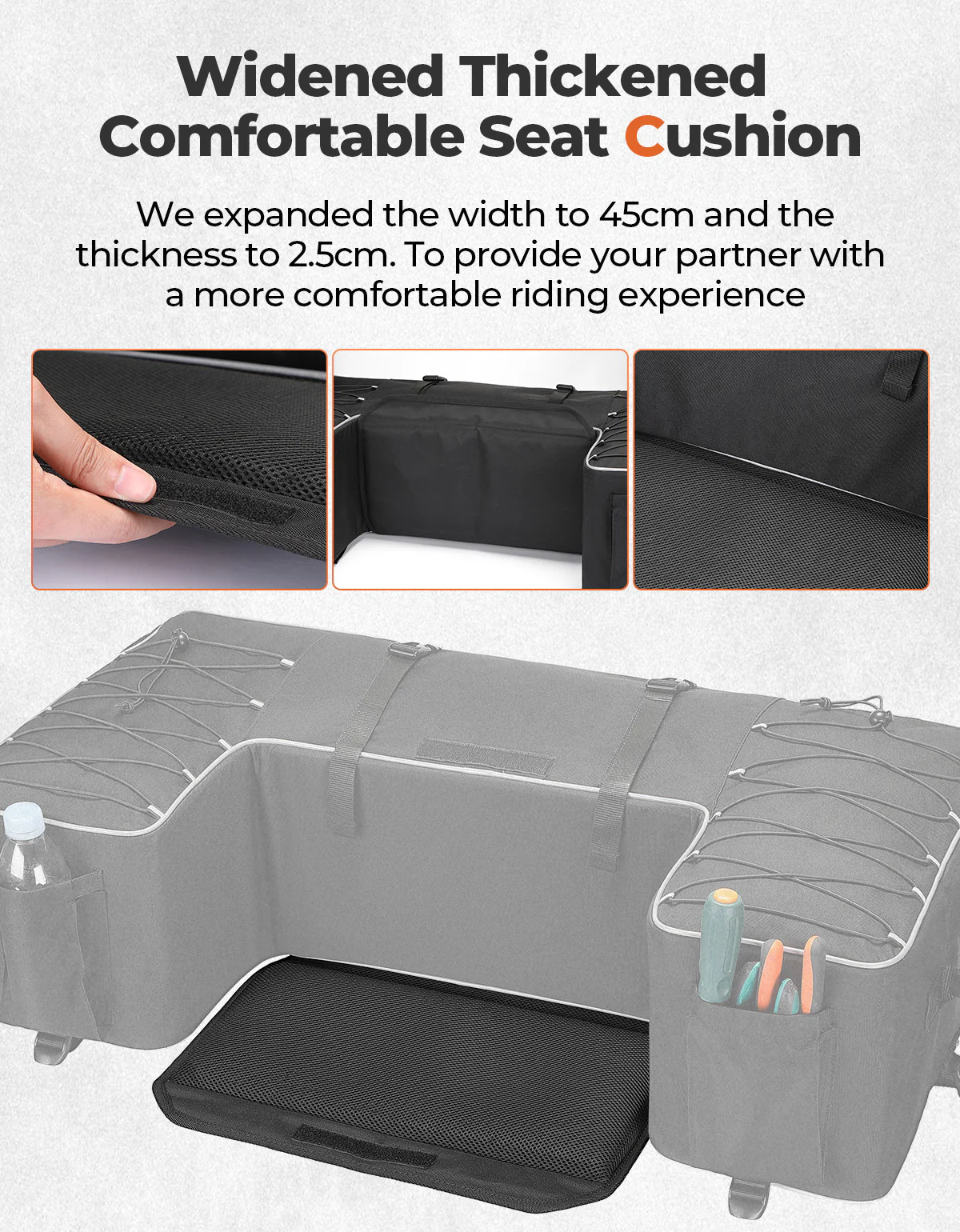 55L ATV Rear Storage Bags w/ Seat Cushion for Sportsman Scrambler TRX FourTrax - Image 3