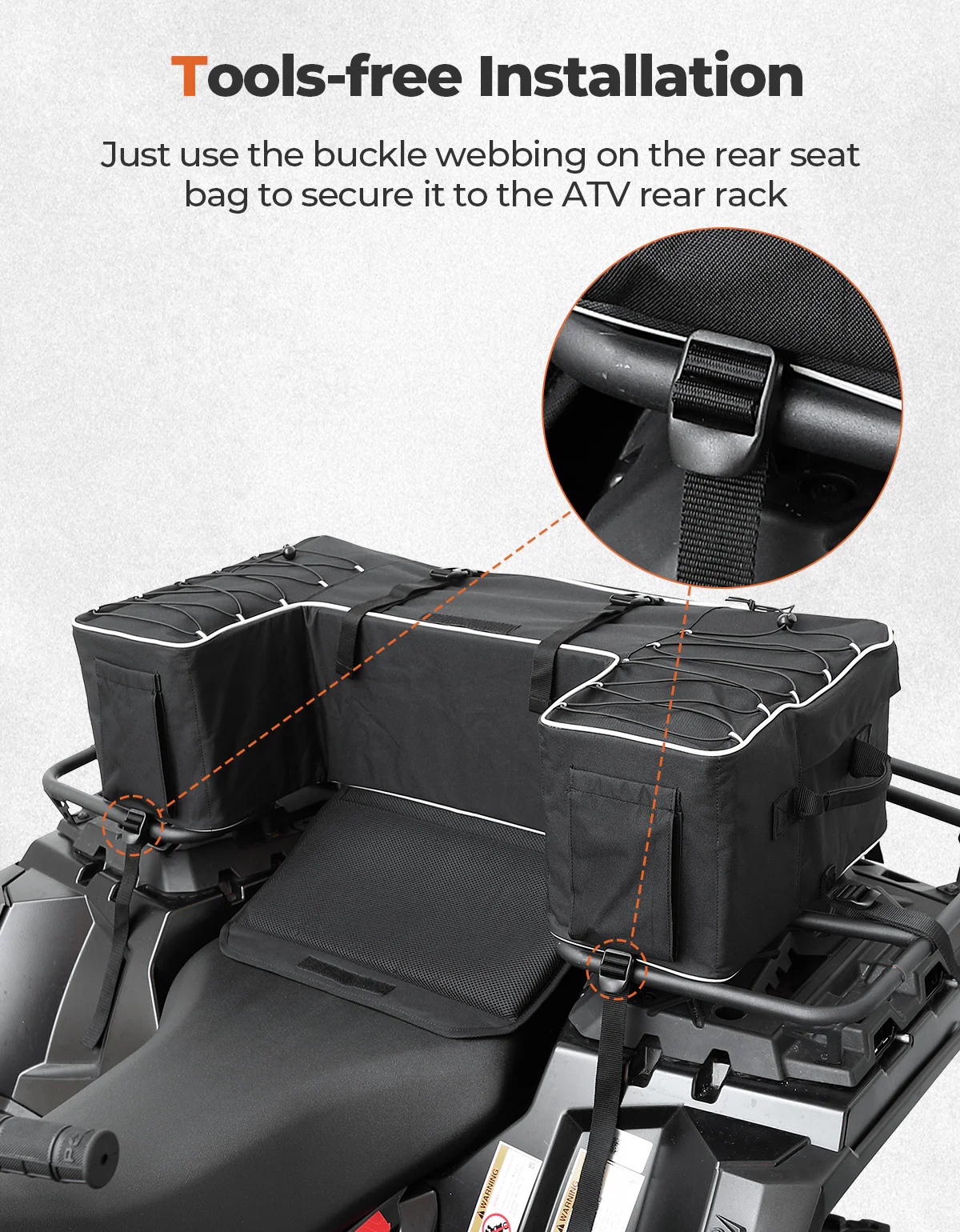 55L ATV Rear Storage Bags w/ Seat Cushion for Sportsman Scrambler TRX FourTrax - Image 6