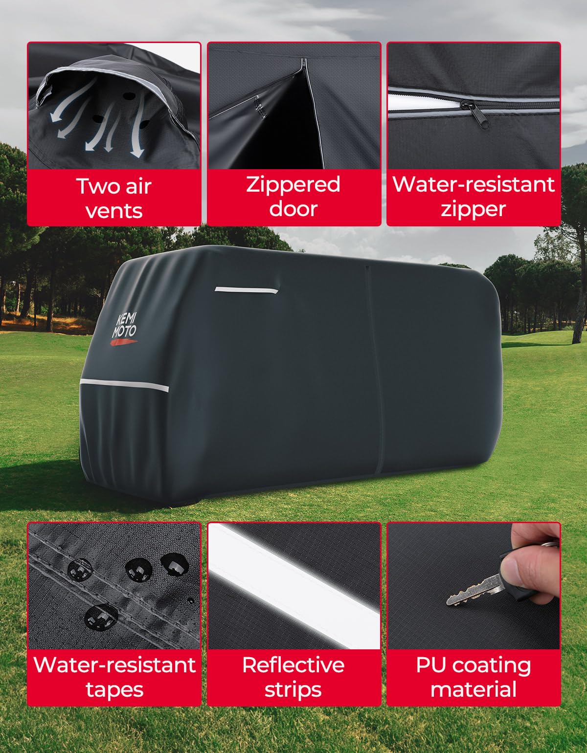 600D Waterproof Cover for EZGO Club Car 8 Passenger - Image 4
