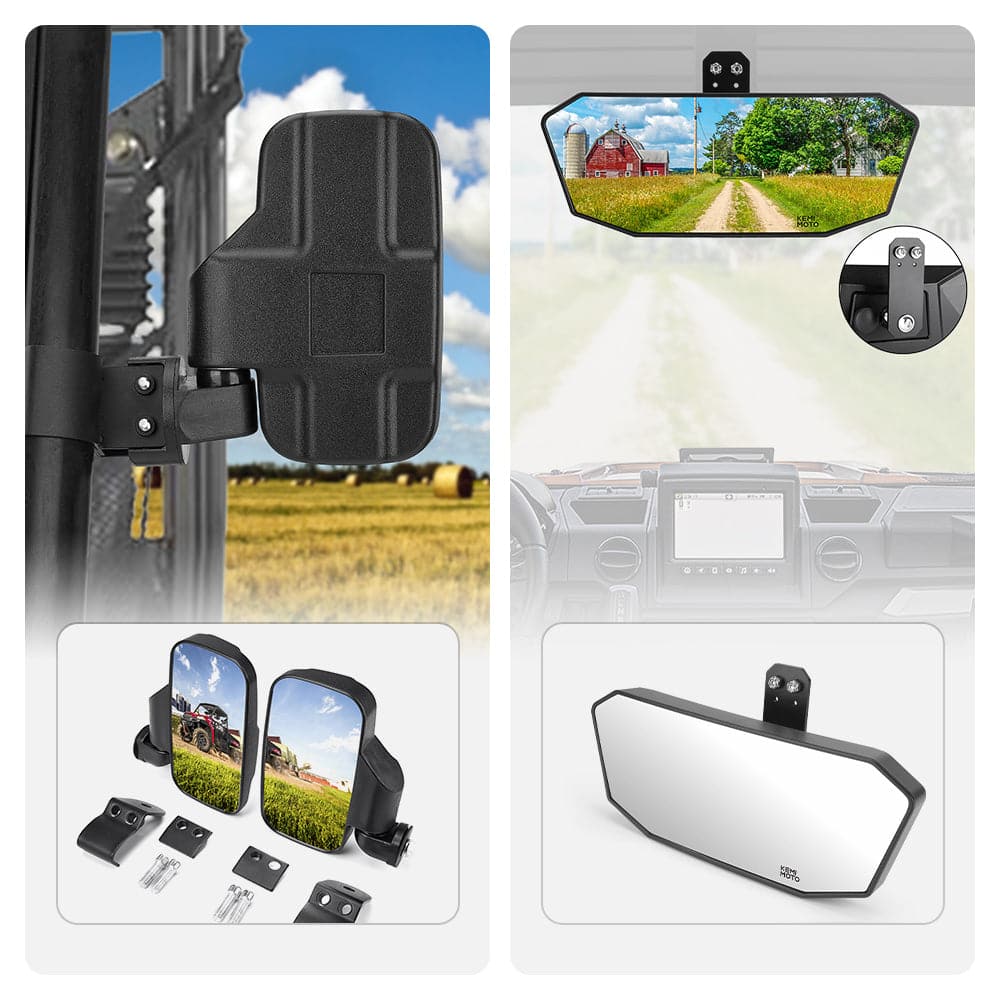 Adjustable Side Mirrors & Rear View Mirror For Polaris Ranger - Image 14
