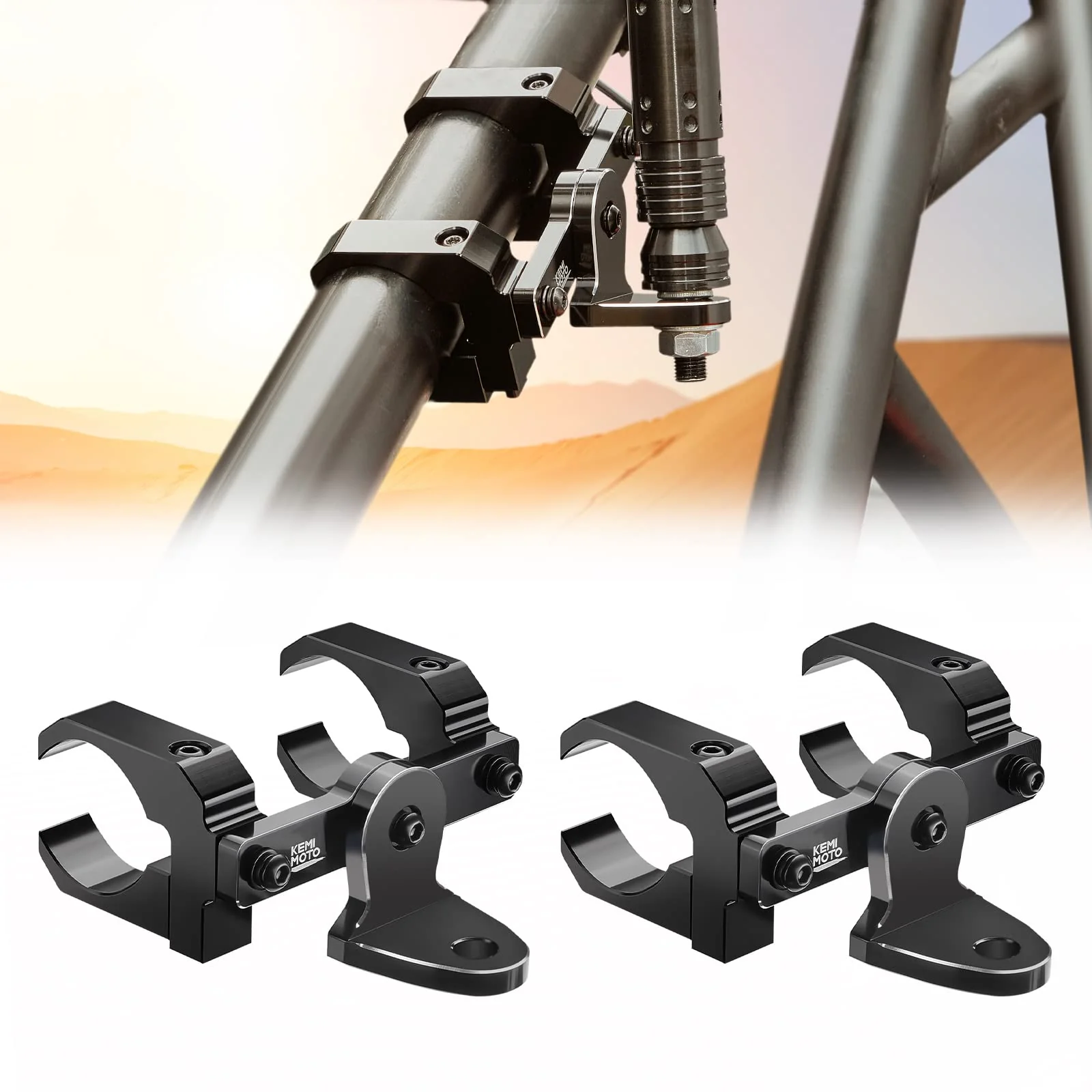 Aluminum UTV Whip Light Mount for 1.5 to 2" Roll Cage - Image 11