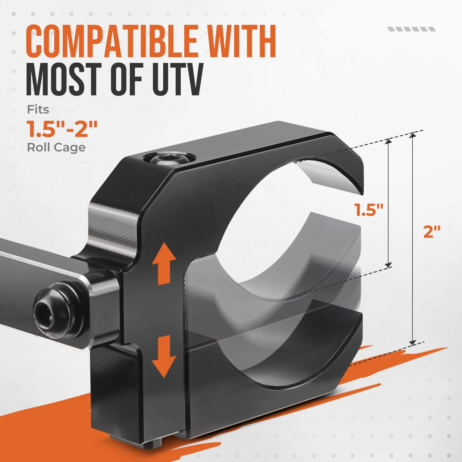 Aluminum UTV Whip Light Mount for 1.5 to 2" Roll Cage - Image 7