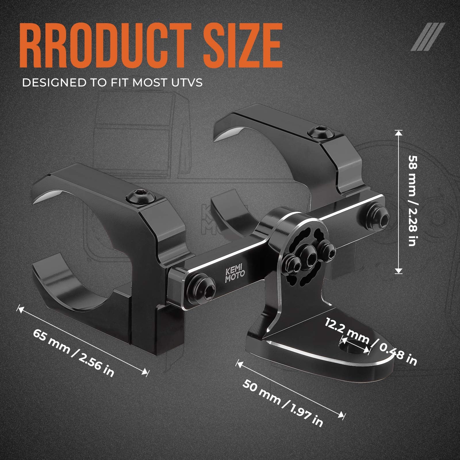 Aluminum UTV Whip Light Mount for 1.5 to 2" Roll Cage - Image 9