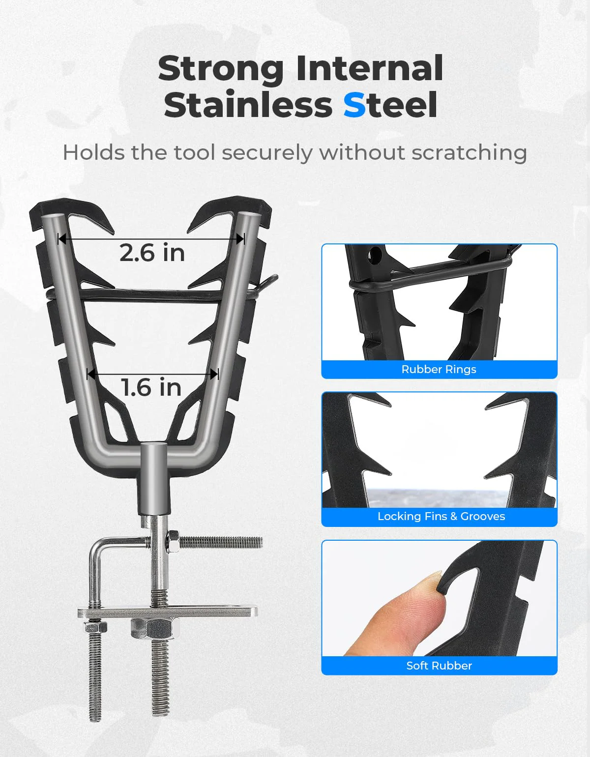 ATV Gun Mount with Rubber Straps for 0.79"-1.97" Square Tube - Image 3