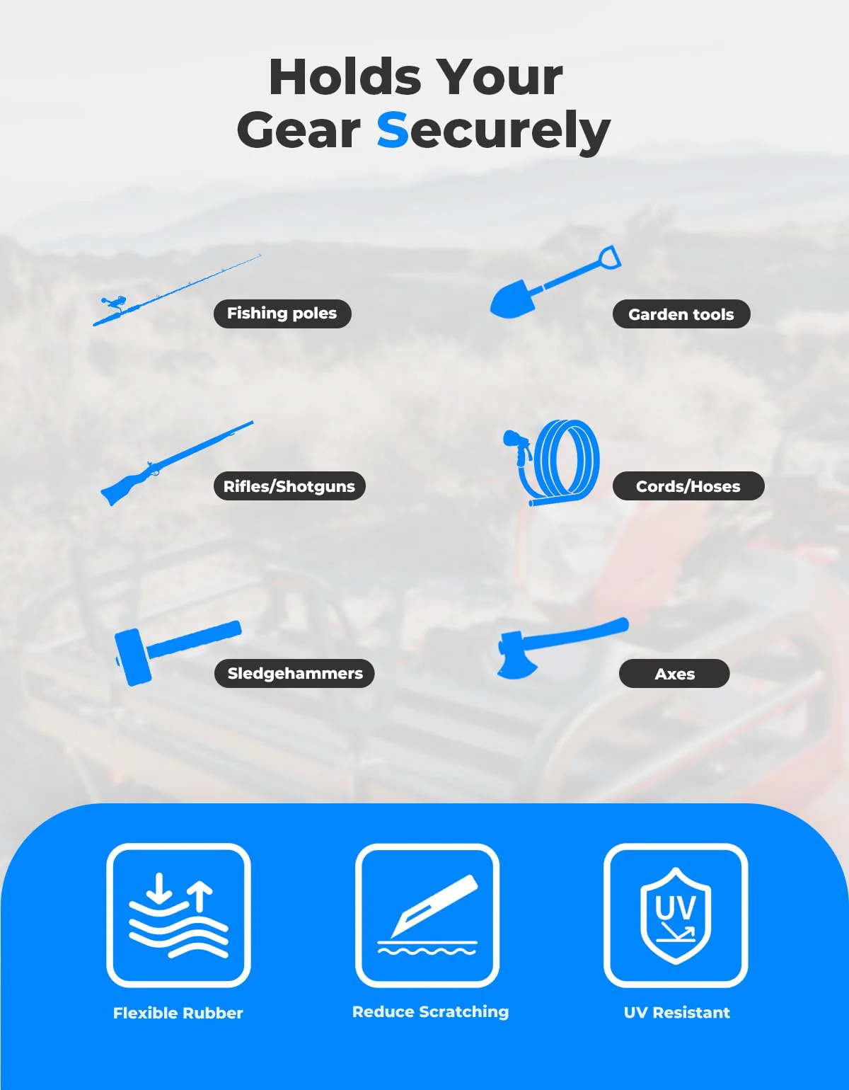 ATV Gun Mount with Rubber Straps for 0.79"-1.97" Square Tube - Image 4