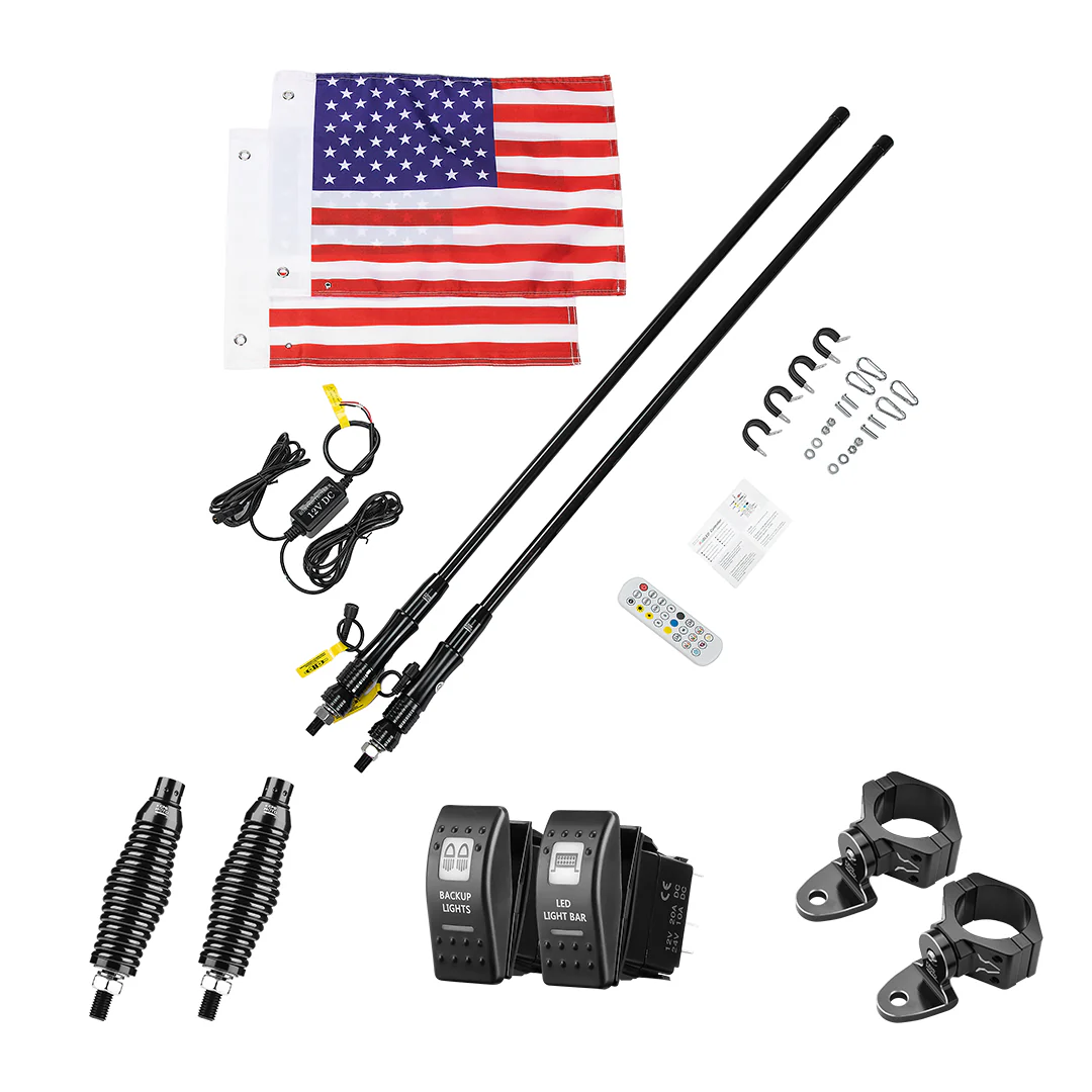 2pcs 4FT Black Limited LED Whip Light with RF Remote Control - Image 11