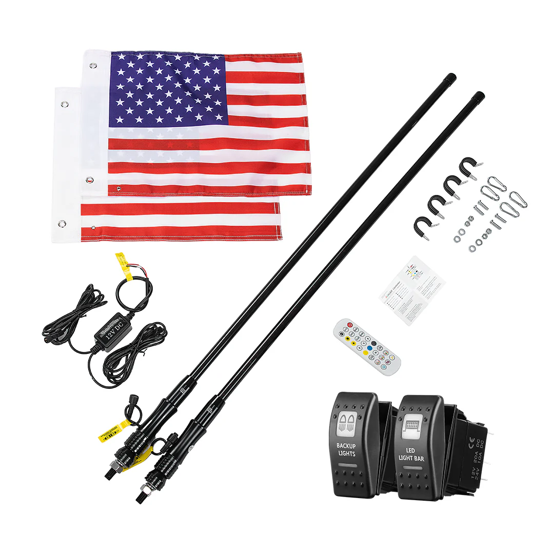 2pcs 4FT Black Limited LED Whip Light with RF Remote Control - Image 12