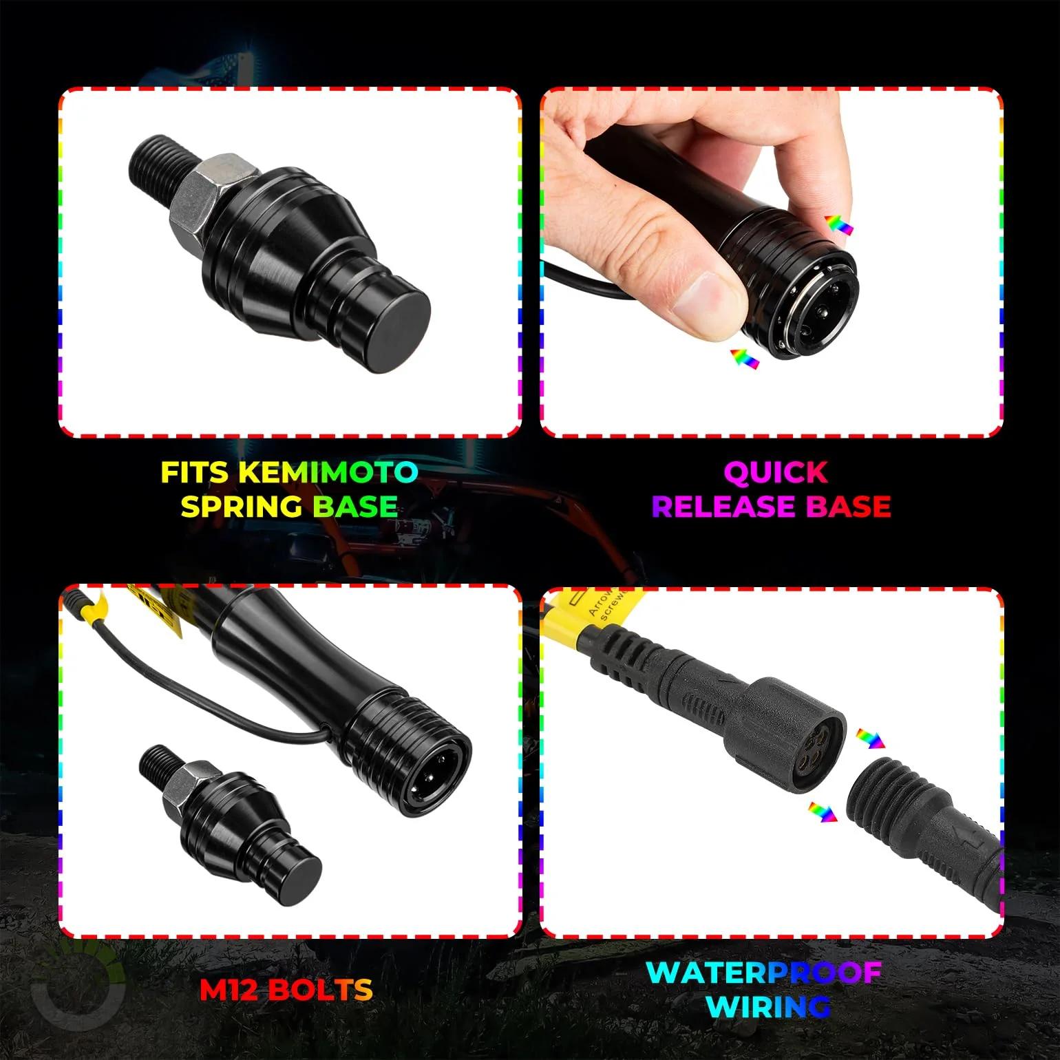 2pcs 4FT Black Limited LED Whip Light with RF Remote Control - Image 5