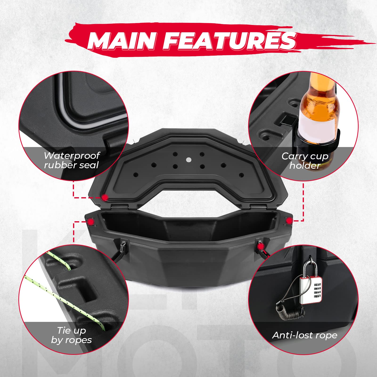 30L Rear Storage Box for Can-am X3/MAX, Commander, Outlander - Image 5