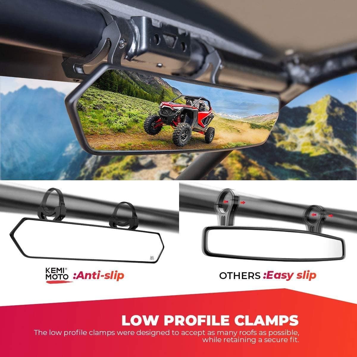 Rear View Mirror 1.65''-2'' for Maverick X3/ RZR/ Pioneer/ Talon/ Kawasaki - Image 4