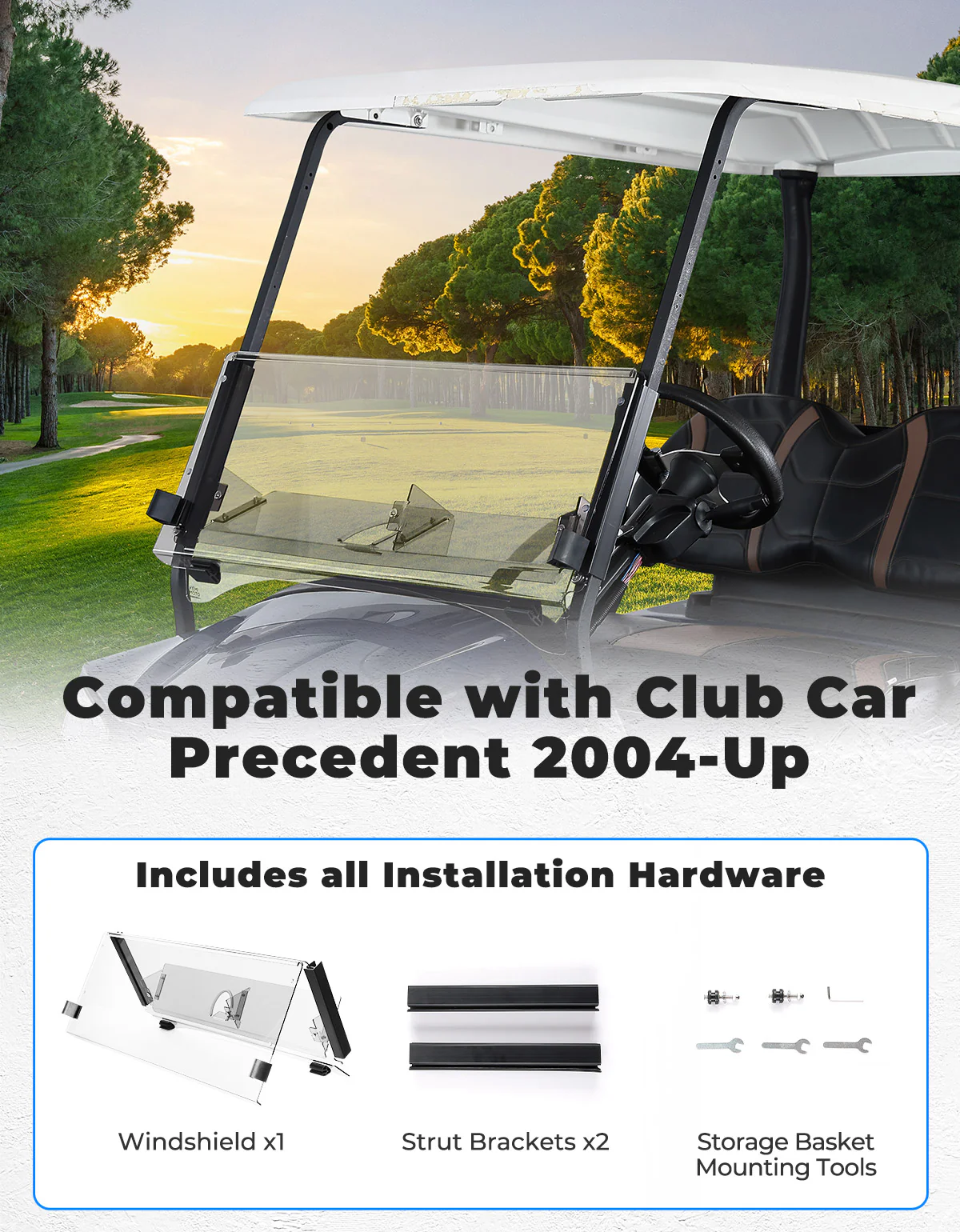 Foldable Golf Cart Windshield with Storage Basket for Club Car Precedent (2004+) - Image 6