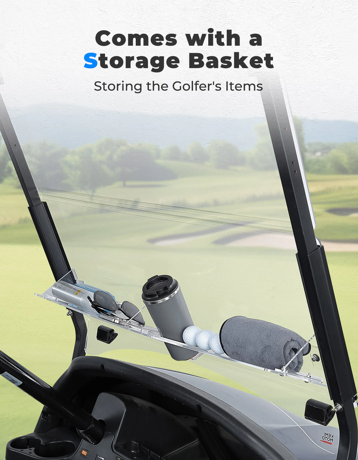 Foldable Golf Cart Windshield with Storage Basket for Club Car Precedent (2004+) - Image 7