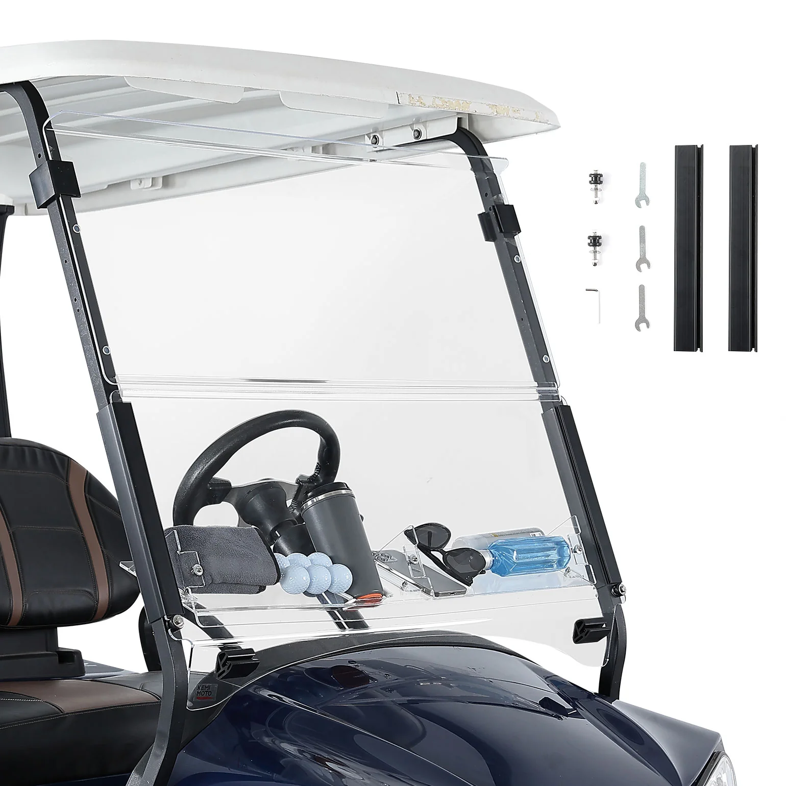 Foldable Golf Cart Windshield with Storage Basket for Club Car Precedent (2004+) - Image 8