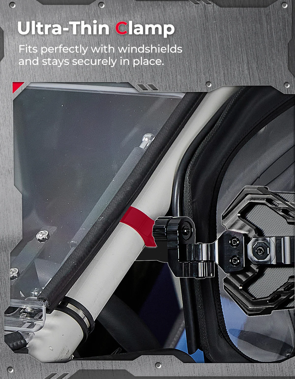 CNC UTV Mirror X w/Integrated light mount for 1.65-2 Inch Roll Bar (1 Pair) - Image 5