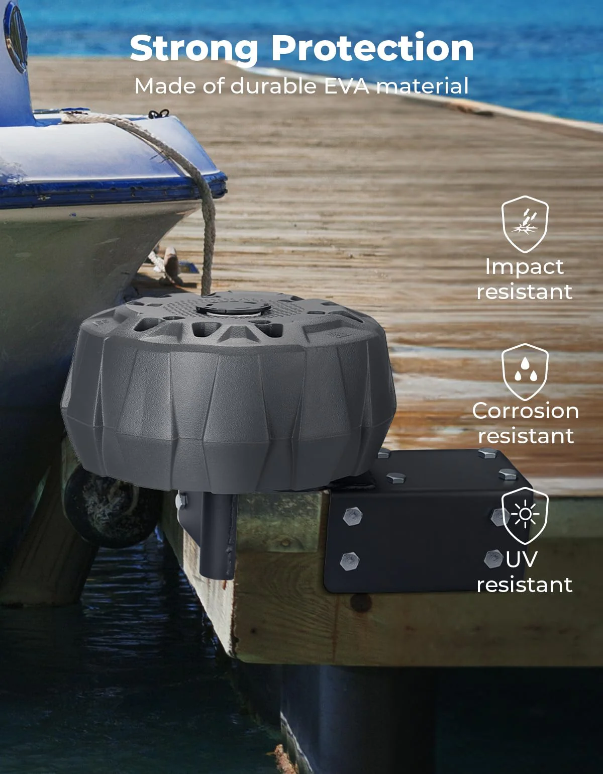 Boat Dock Bumper Wheel for Straight or Corner Mount, 1 PC, Grey - Image 3