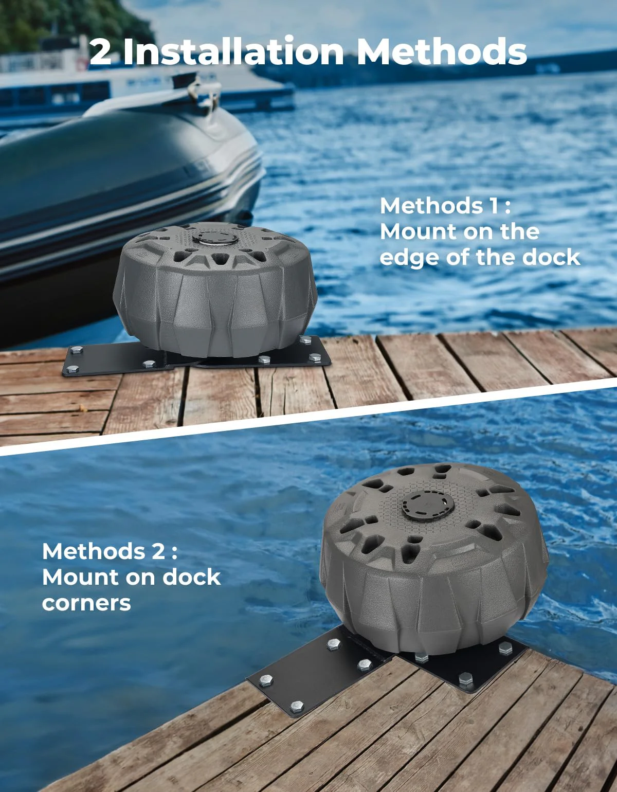 Boat Dock Bumper Wheel for Straight or Corner Mount, 1 PC, Grey - Image 4