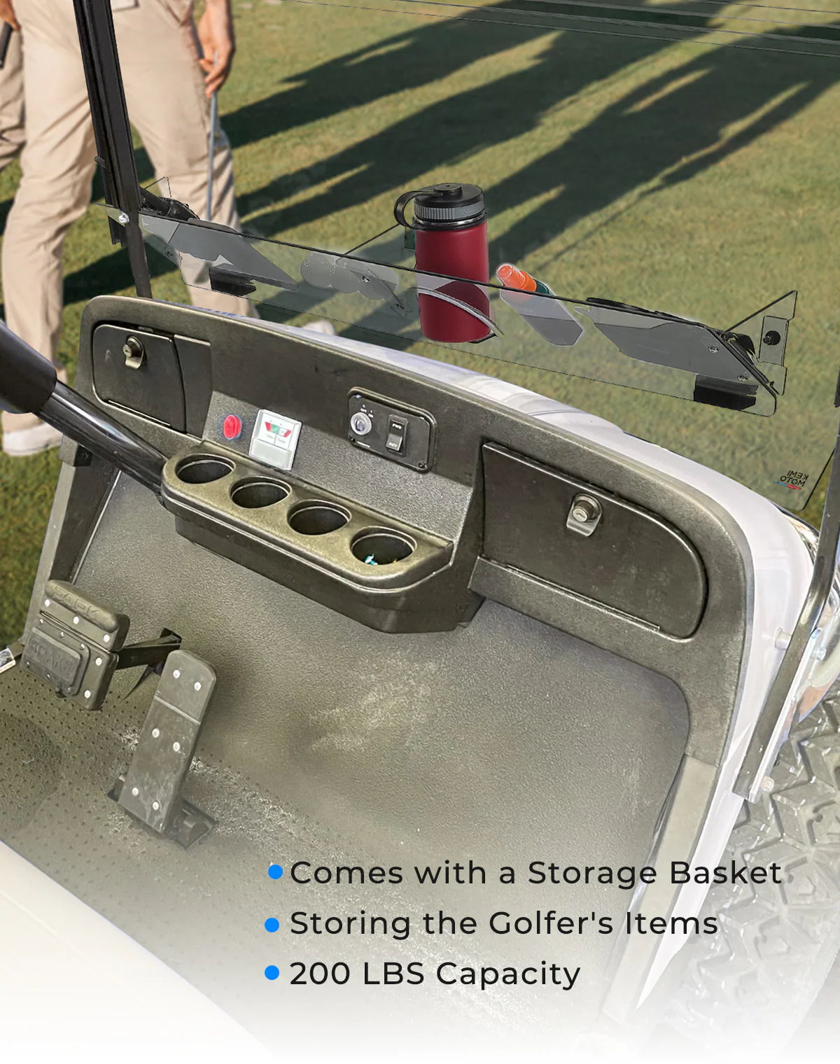 Foldable Golf Cart Windshield with Storage Basket for EZGO TXT - Image 7