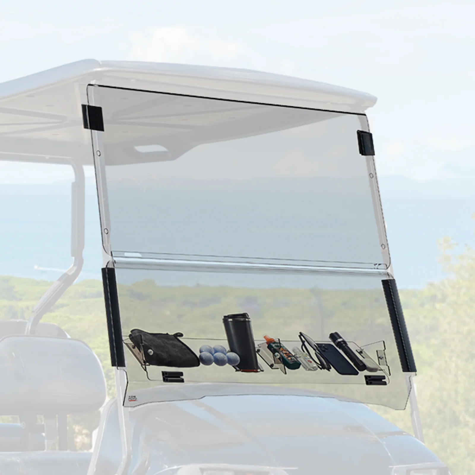 Foldable Golf Cart Windshield with Storage Basket for EZGO TXT - Image 8