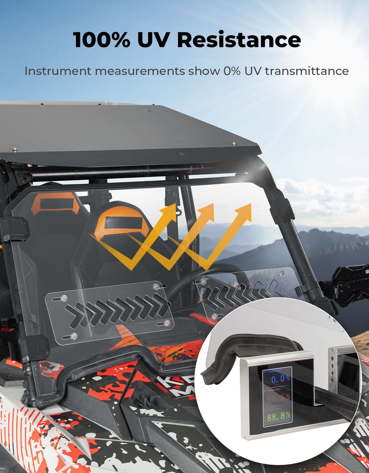 Front Windshield 2-IN-1 Vented for Polaris RZR XP 1000 / RZR XP Turbo 2019-2023 - Image 4