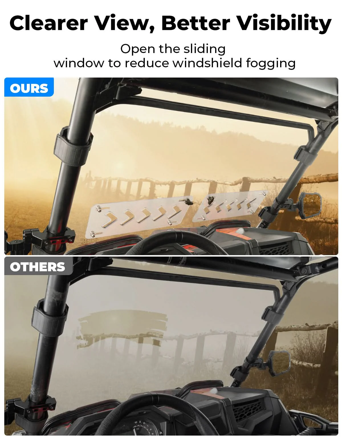 Front Windshield 2-IN-1 Vented for Polaris RZR XP 1000 / RZR XP Turbo 2019-2023 - Image 5