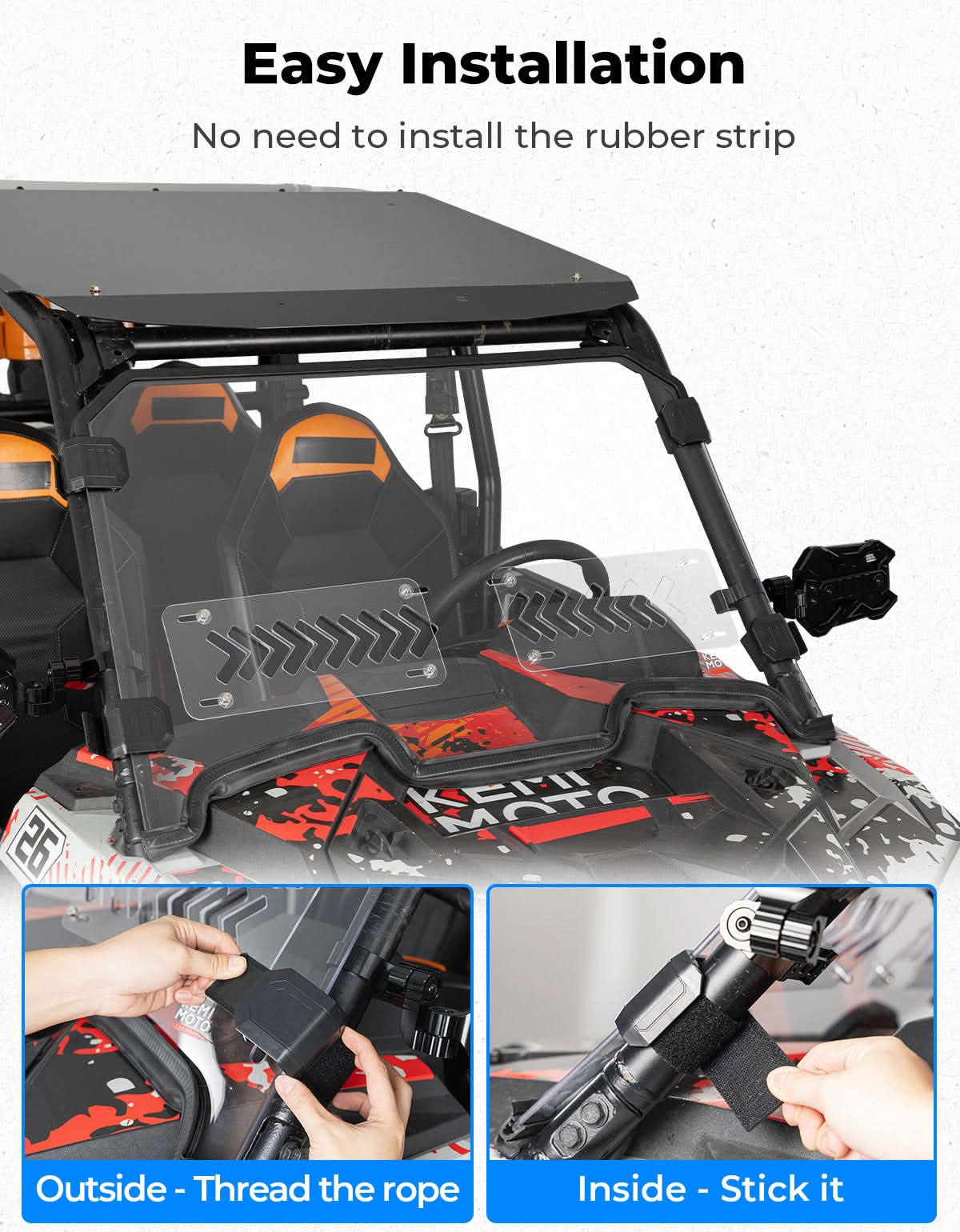 Front Windshield 2-IN-1 Vented for Polaris RZR XP 1000 / RZR XP Turbo 2019-2023 - Image 6