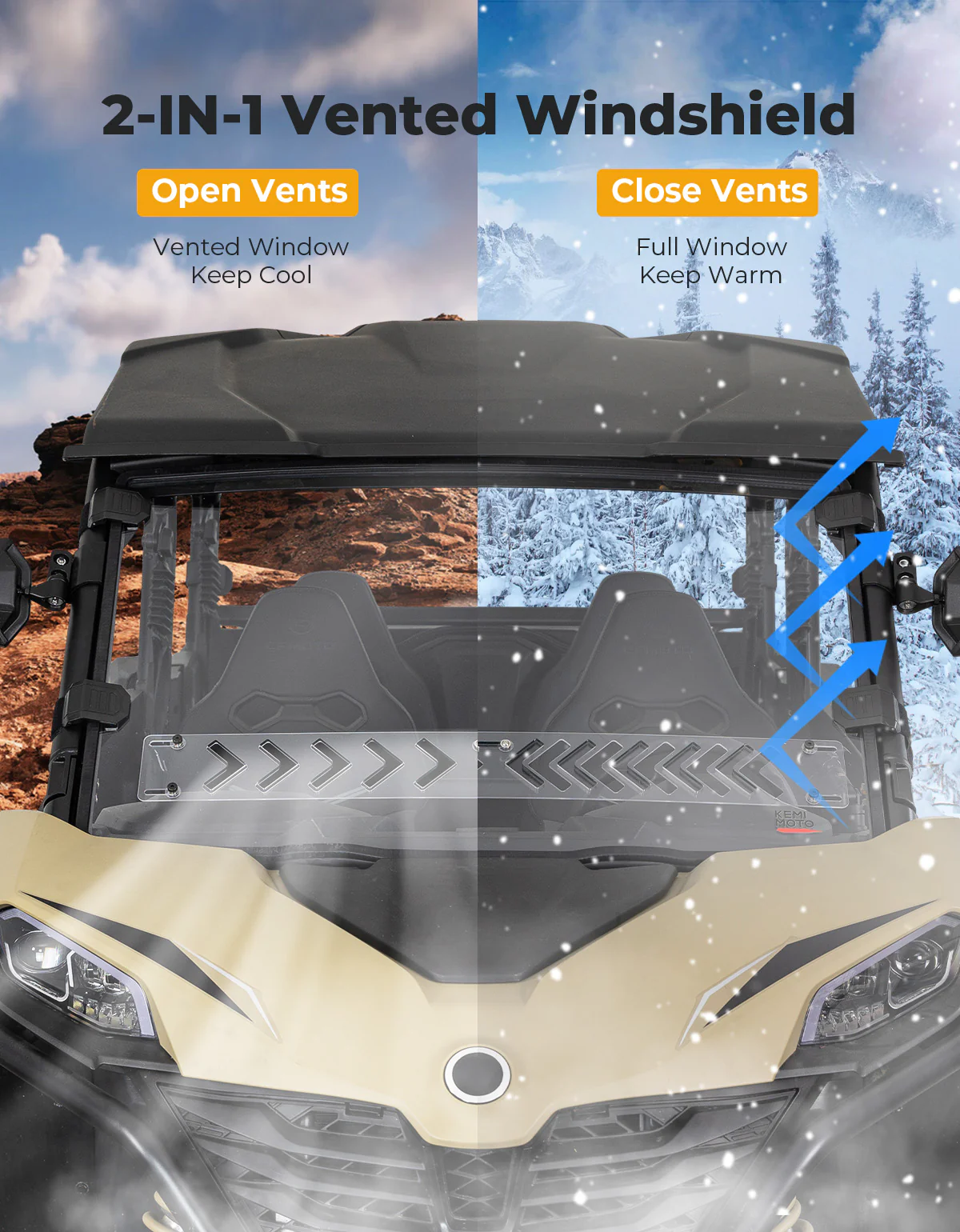 Adjustable Vented Front Windshield for 2023+ CFMOTO ZForce 950 Sport | 800 Trail - Image 3