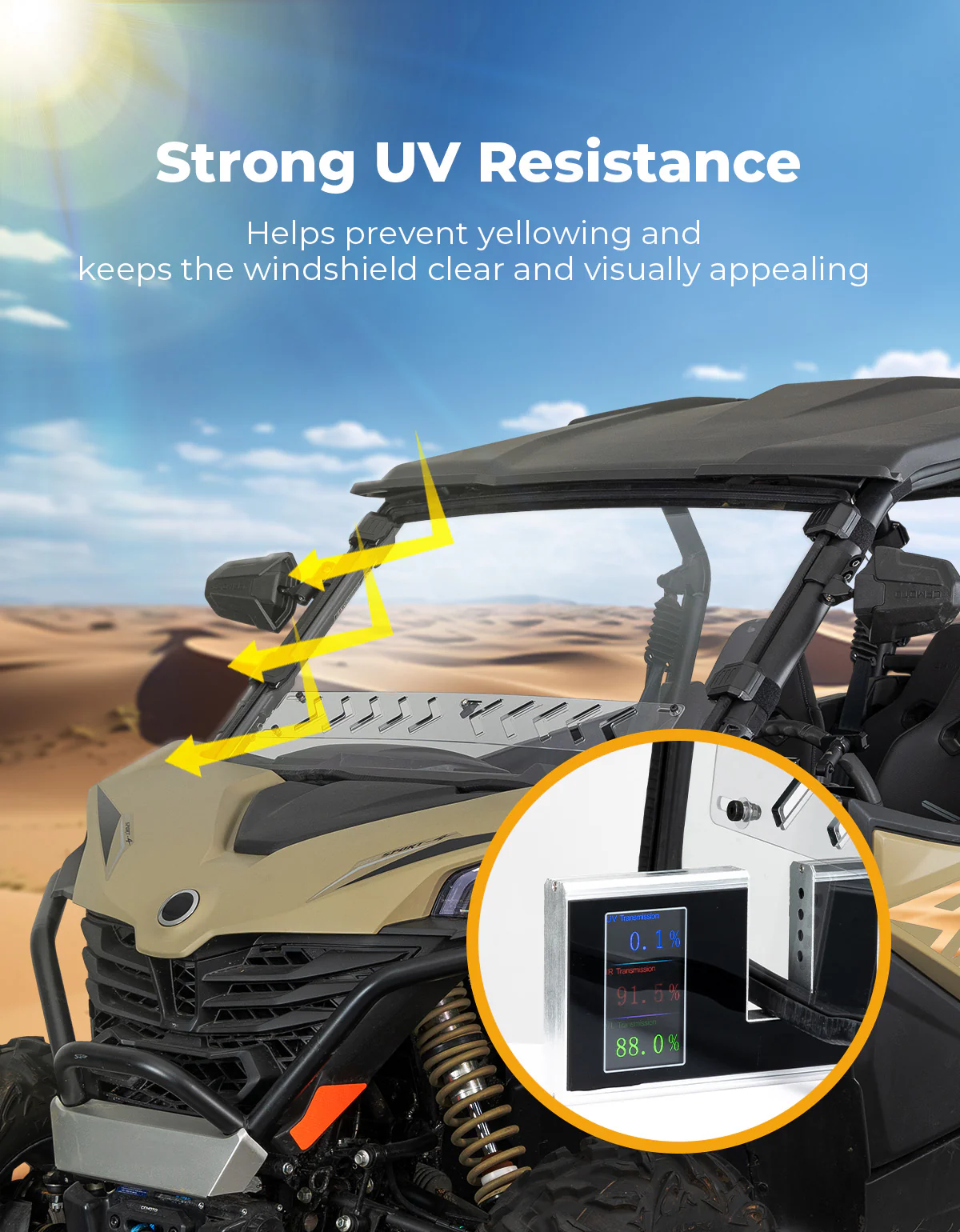 Adjustable Vented Front Windshield for 2023+ CFMOTO ZForce 950 Sport | 800 Trail - Image 4