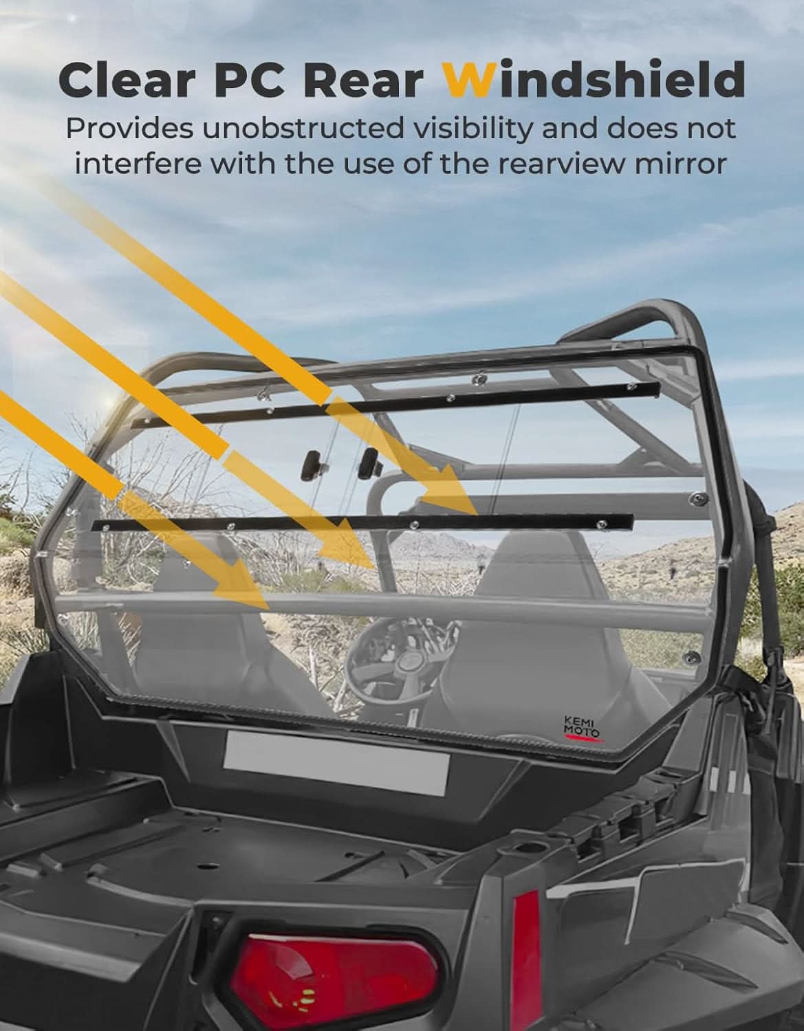 Full Rear Windshield with Sliding Window for Polaris RZR 570/Trail 570/800 - Image 6