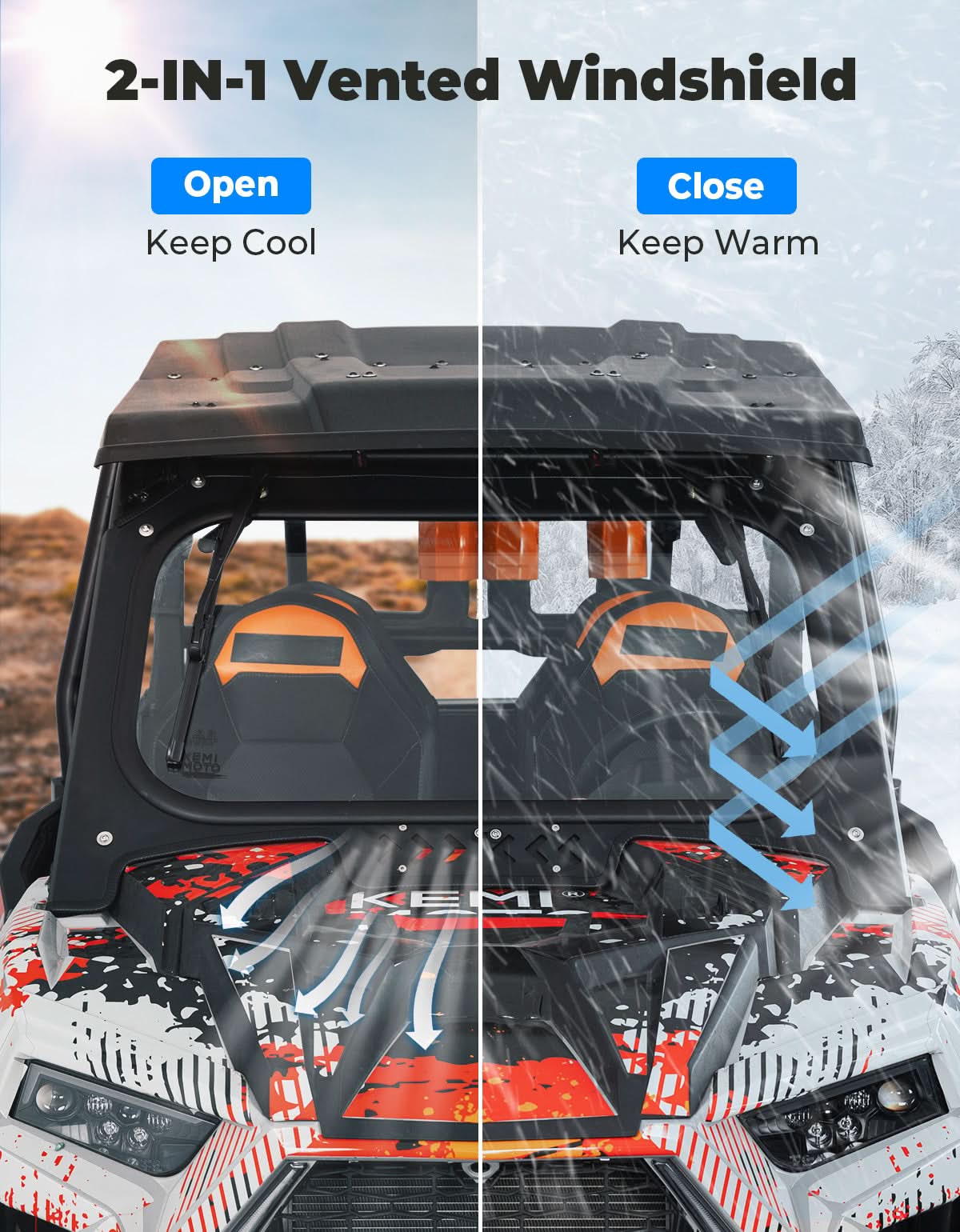 Glass Windshield with 2 Manual Wipers for 2019-2023 Polaris RZR XP 1000 /Turbo - Image 4