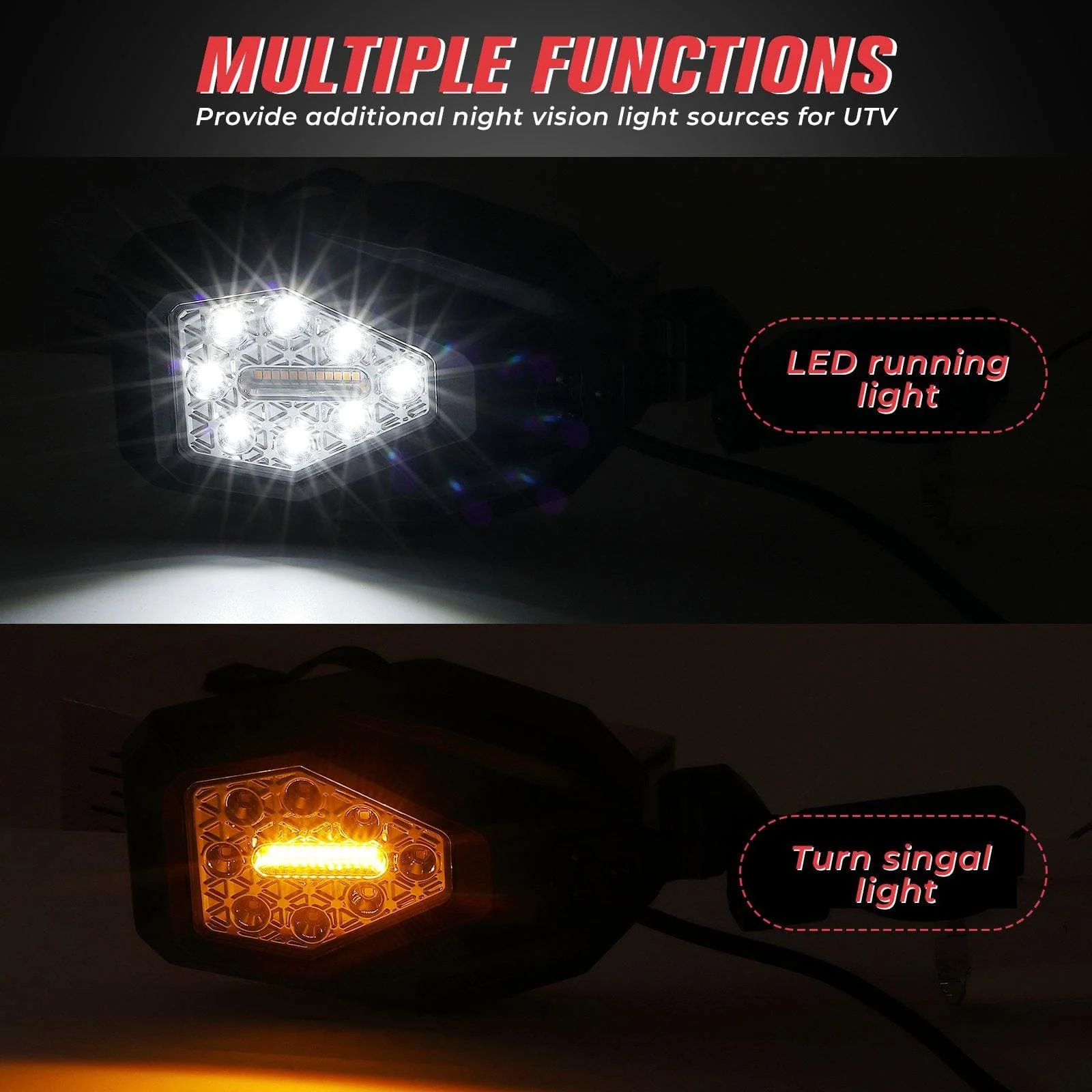 Mirrors with LED Turn Signal Lights(New Design) For Can-am Commander 800/1000 2011-2020 - Image 3