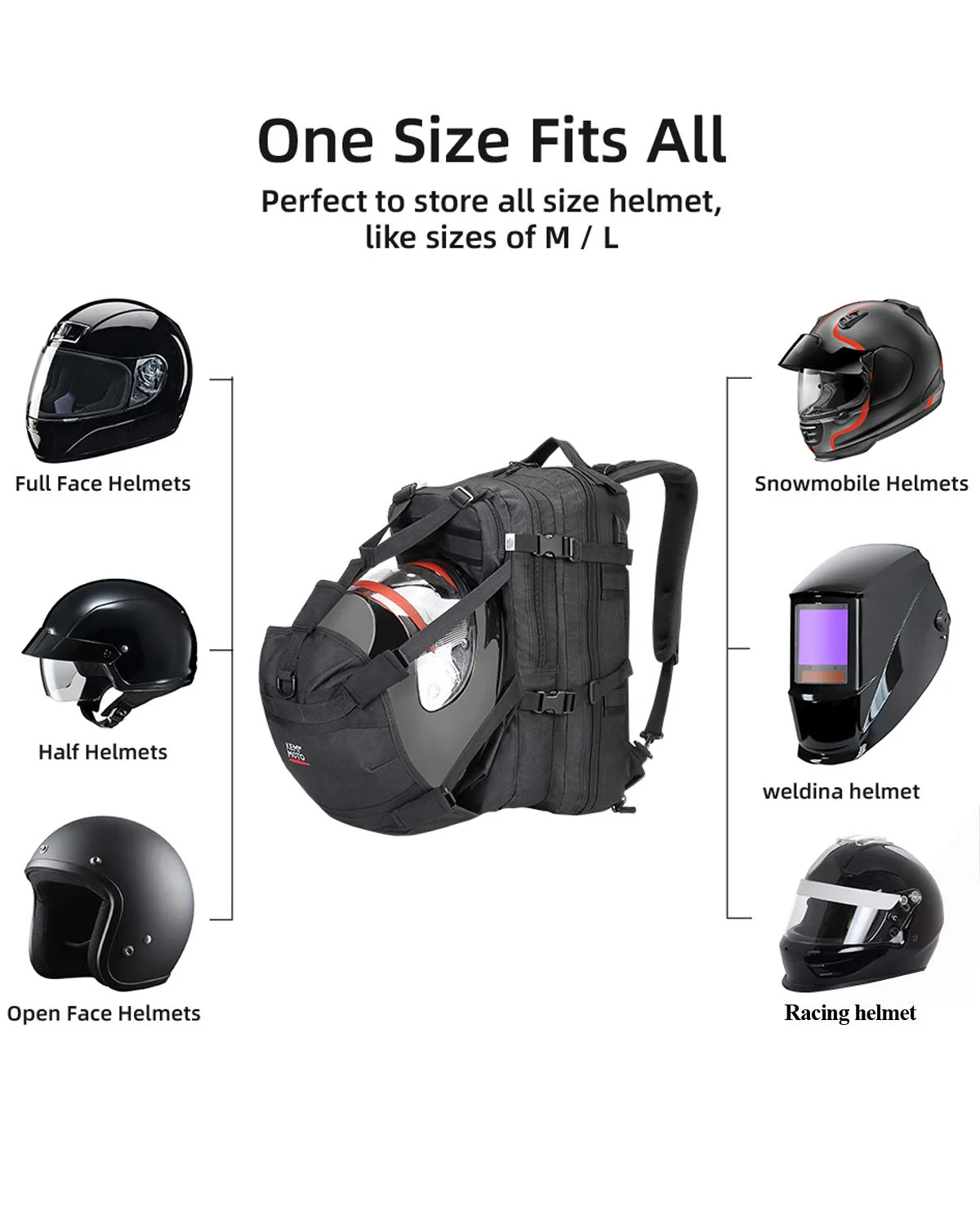 Motorcycle 37L Helmet Backpack with USB-charge Port - Image 5