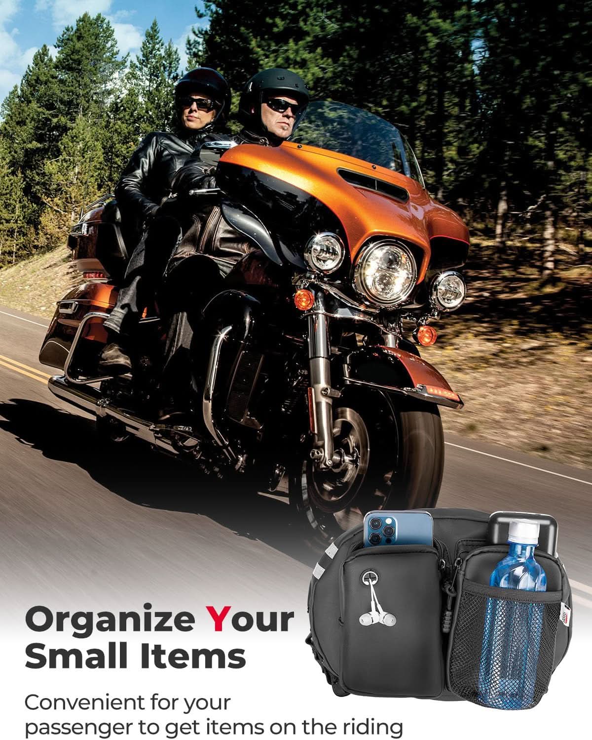 Motorcycle Backrest Bag Organizer Kit for Touring Softail - Image 6