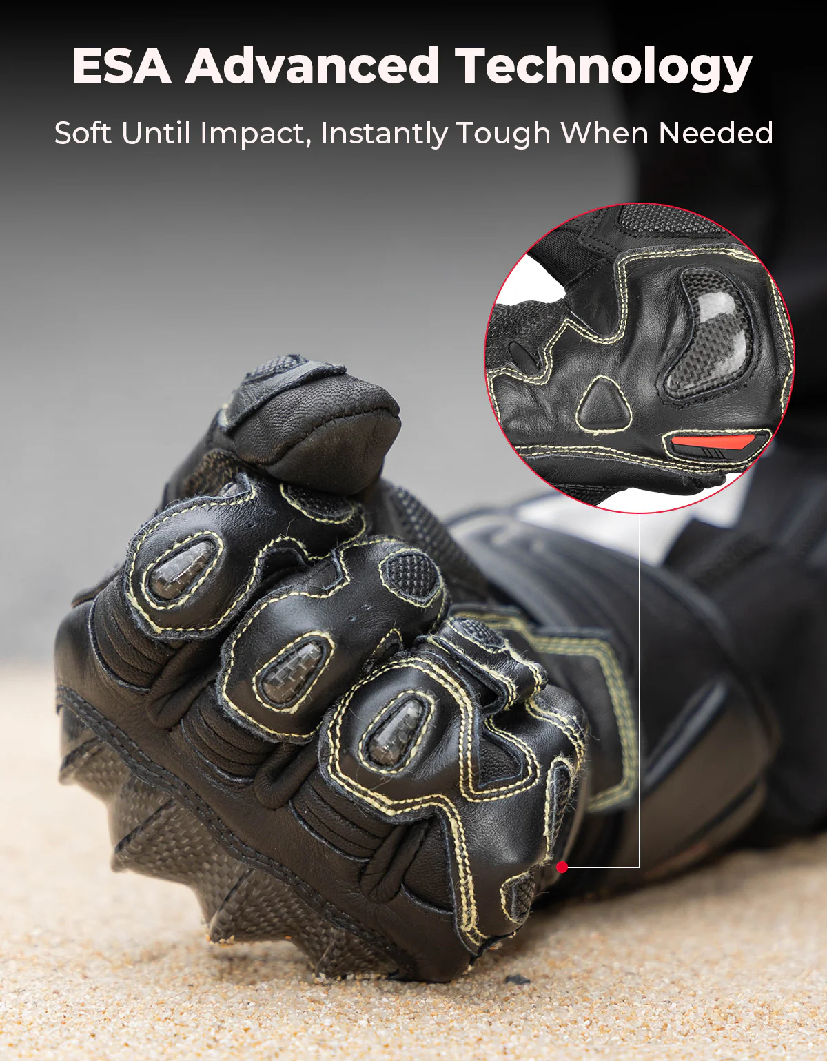 Carbon Fiber Motorcycle Gloves – Kevlar Stitch, ESA Padding & Touchscreen - Image 4