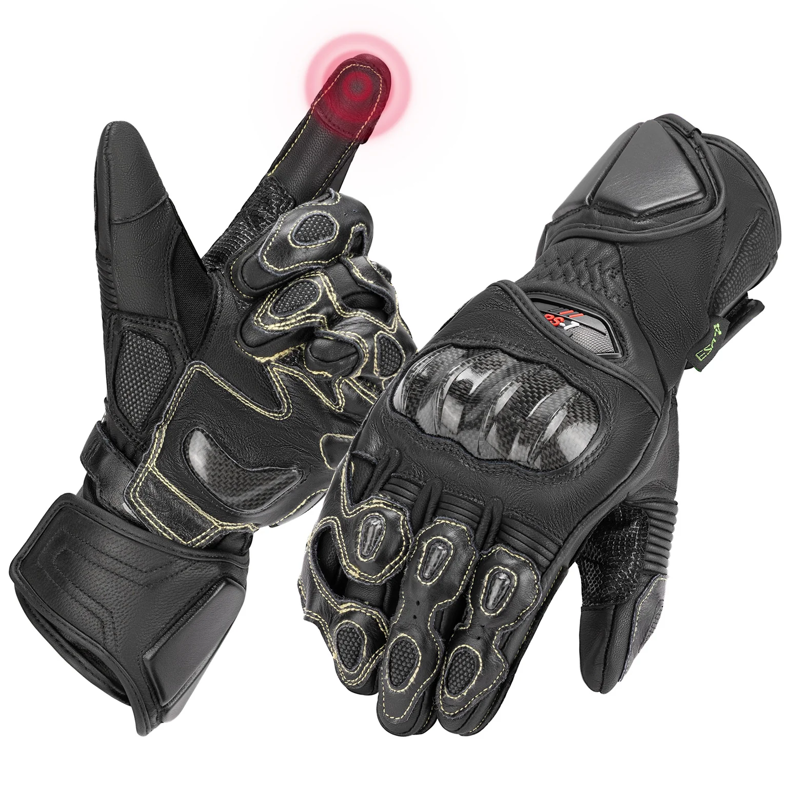 Carbon Fiber Motorcycle Gloves – Kevlar Stitch, ESA Padding & Touchscreen - Image 9