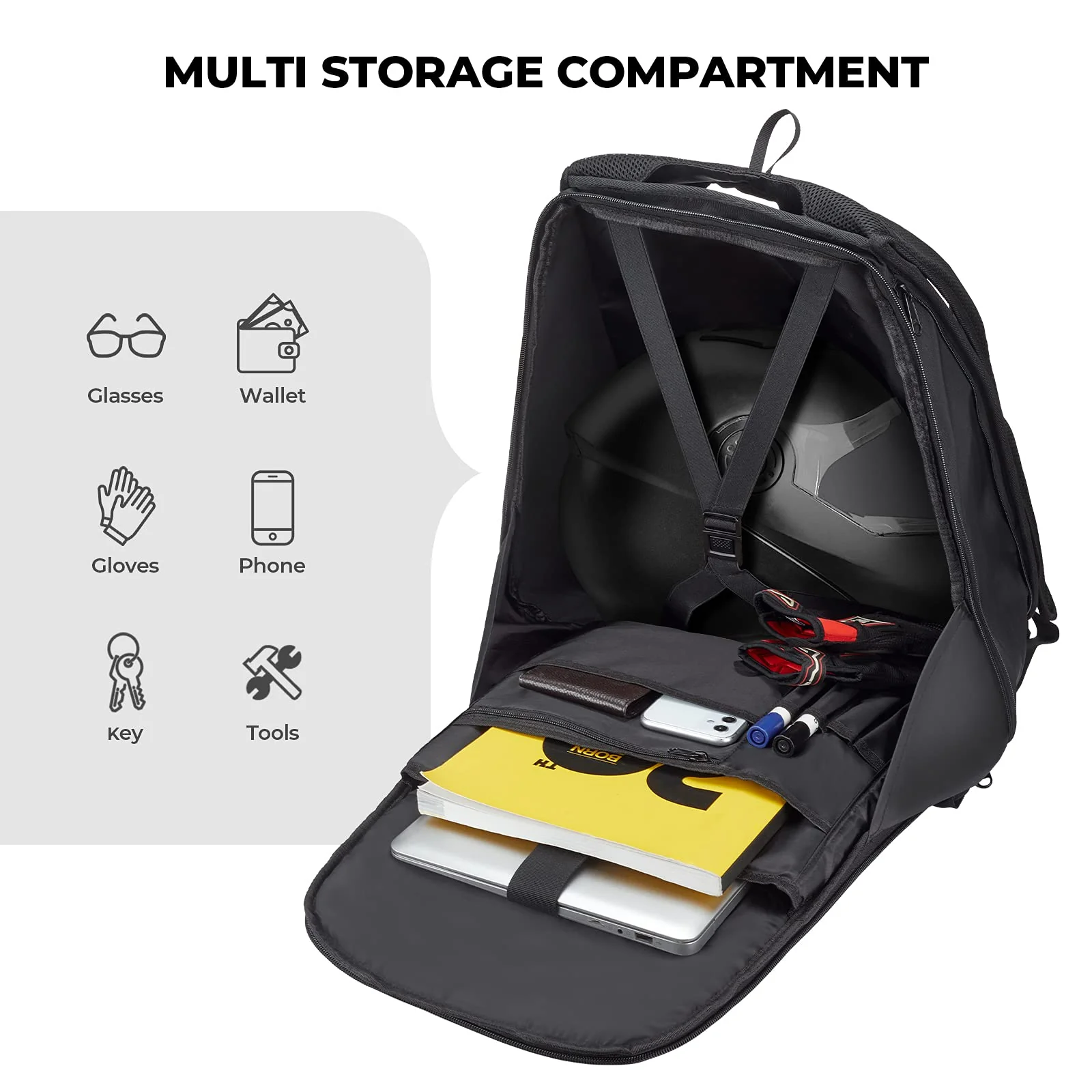 20L Motorcycle Hardshell Expandable Backpack - Image 4