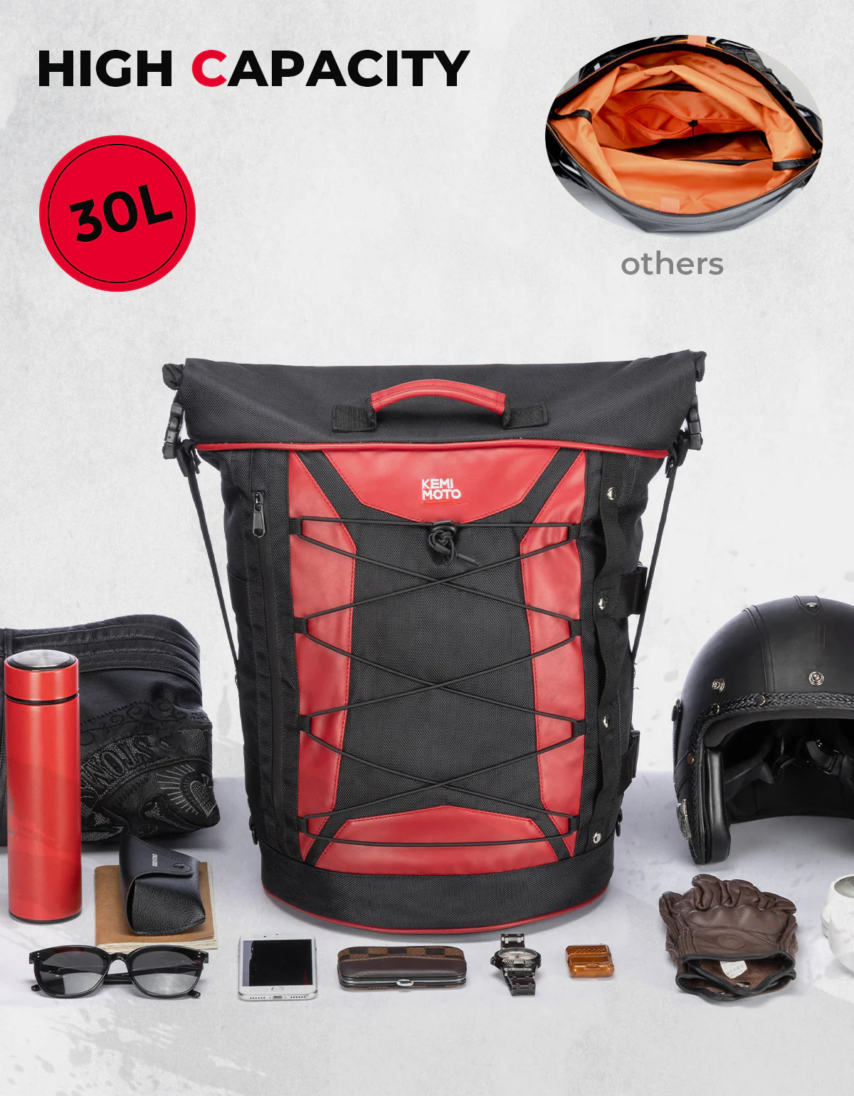 Motorcycle 30L Travel Backpack for Sportster Softail Dyna Touring - Image 3