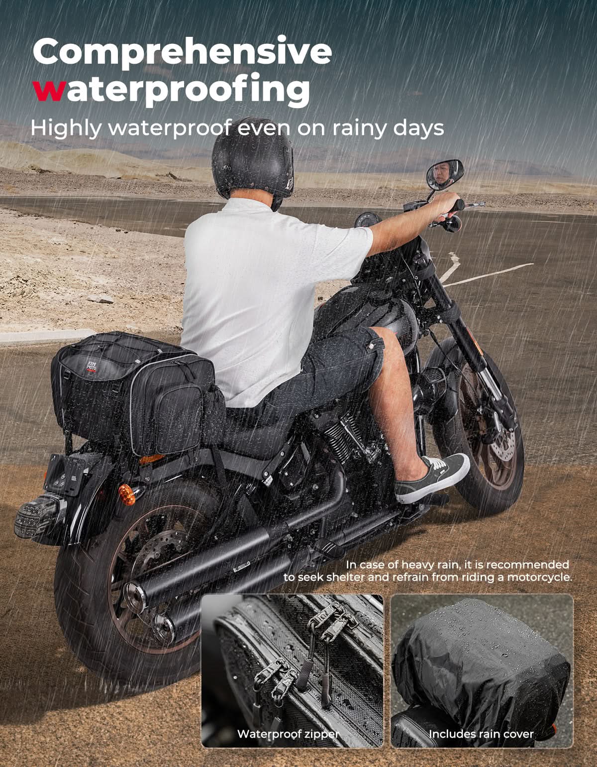 Motorcycle Travel Luggage Bags, 23L-30L Expandable Tail Bag - Image 4