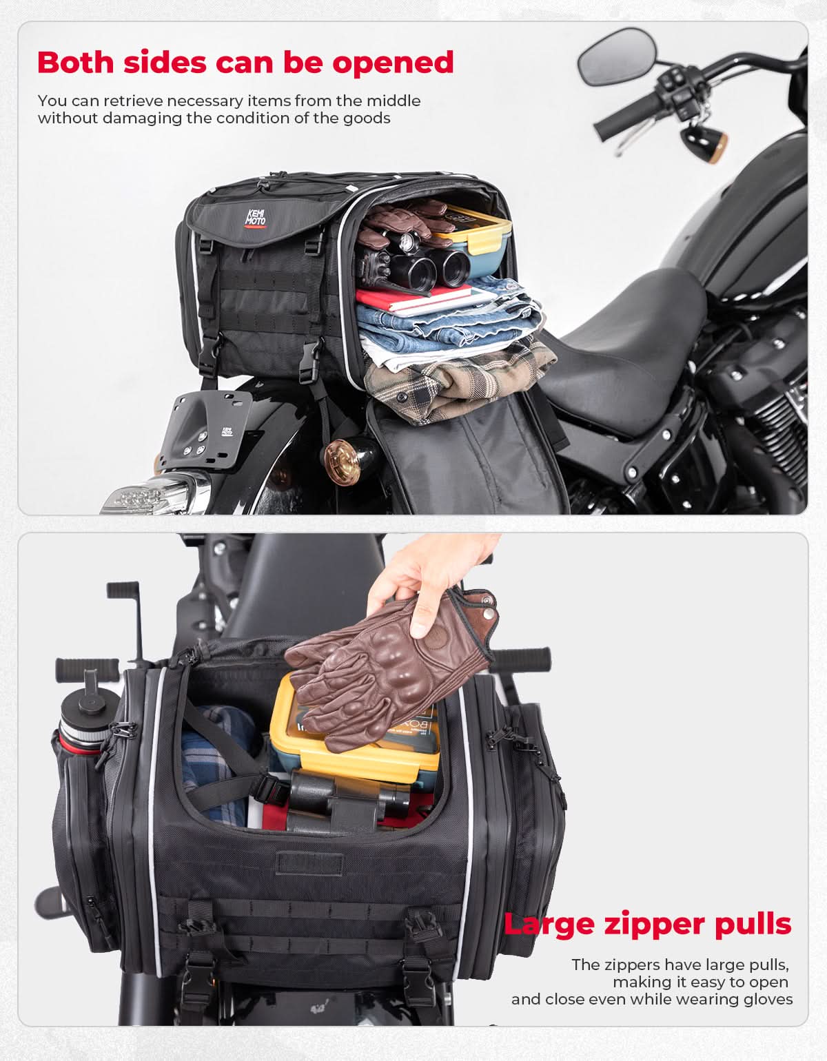 Motorcycle Travel Luggage Bags, 23L-30L Expandable Tail Bag - Image 6
