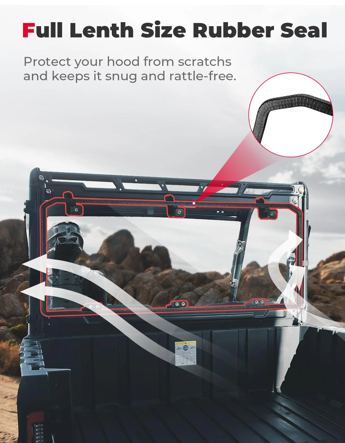 Midsize 570 Rear Windshield for Polaris Ranger 500 / Crew 570 / ETX - Image 4