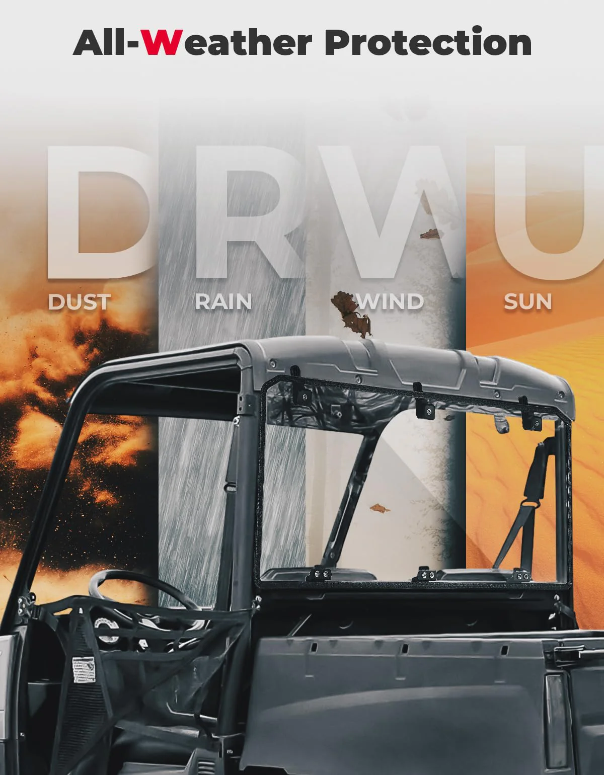 Midsize 570 Rear Windshield for Polaris Ranger 500 / Crew 570 / ETX - Image 7