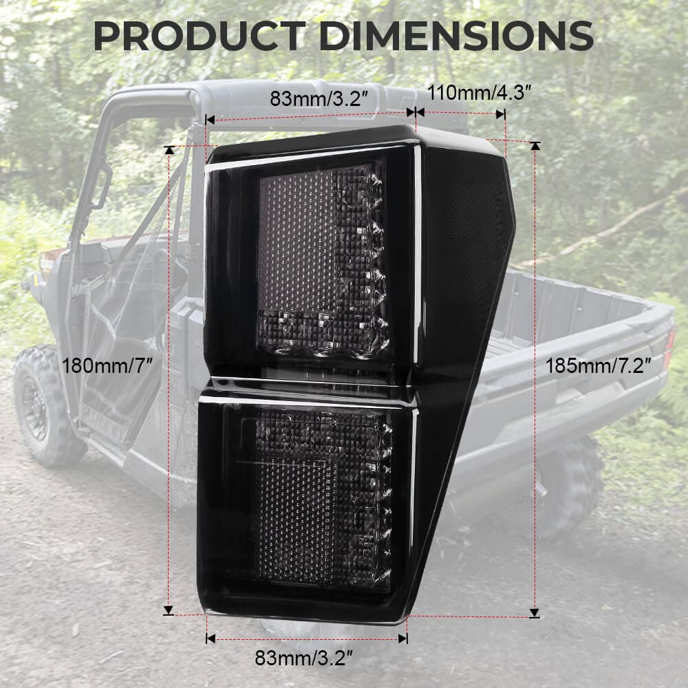 Adjustable Side Mirrors & Tail Light for Polaris Ranger 1000 XP/Crew - Image 9