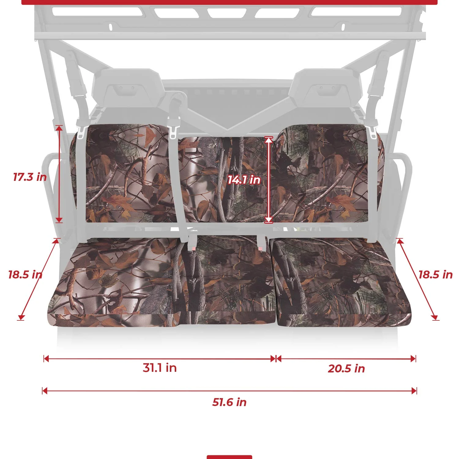 Camouflage Seat Cover For Polaris Ranger XP 1000/ Crew (3 Pcs) - Image 6