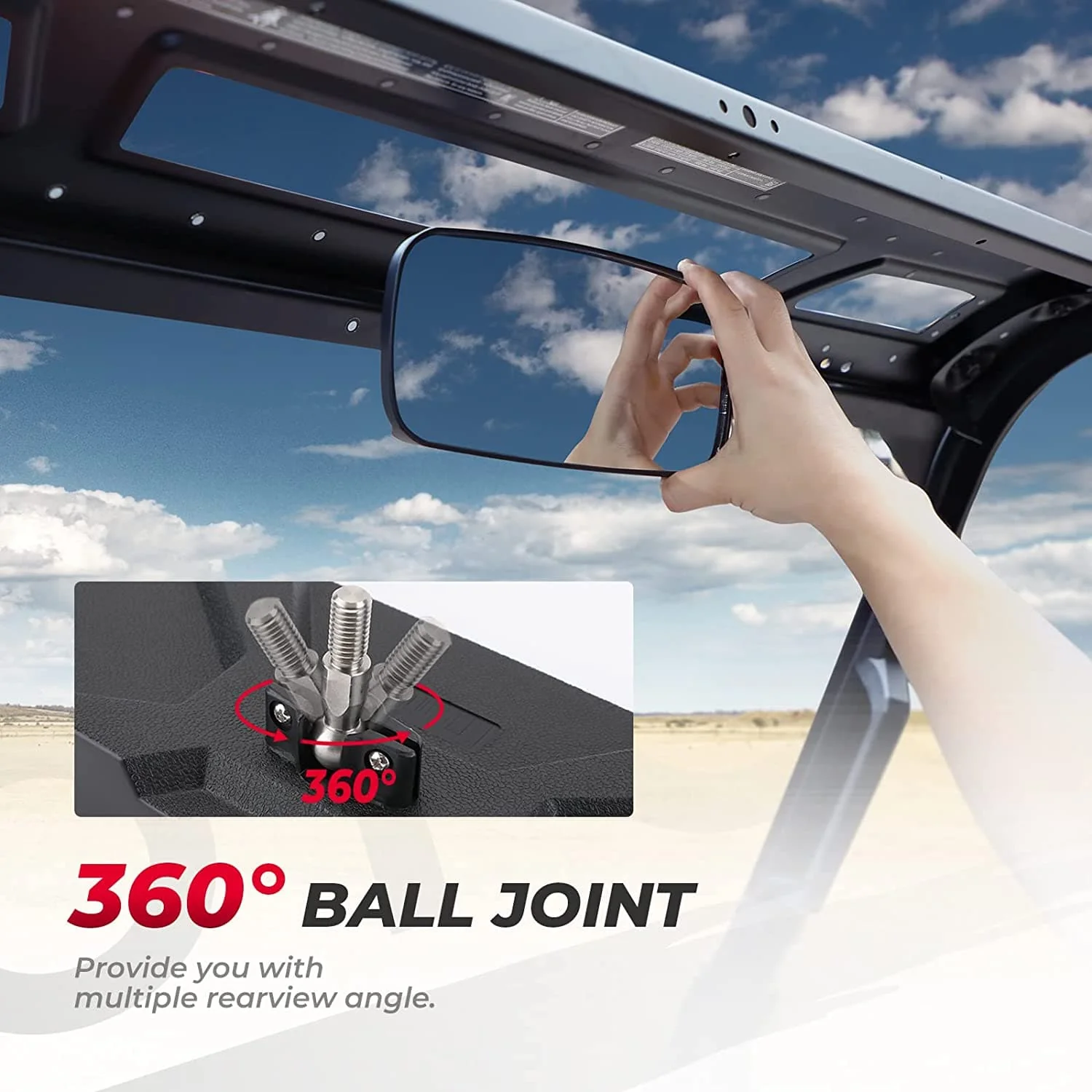 UTV Rear View Mirror for Polaris Ranger 500 570 900 XP 1000 XP/Crew 2017-2025 - Image 3