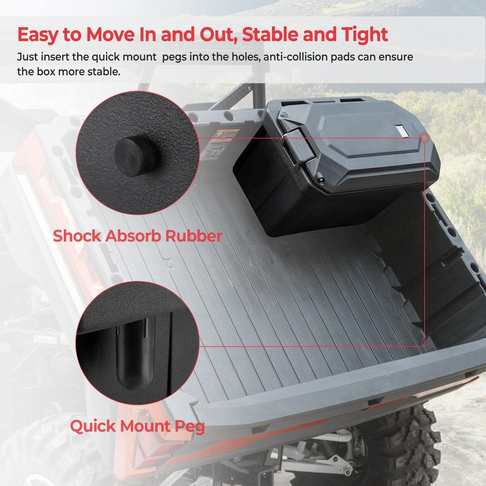 45L Waterproof Bed Cargo Box (Passenger Side) for Polaris Ranger - Image 6