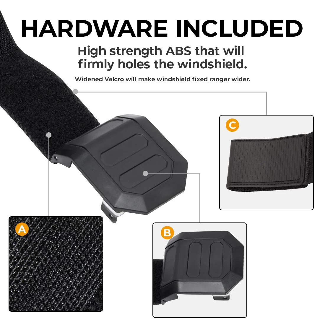 Front Full Windshield with 4 Black Clamps for Polaris RZR - Image 4