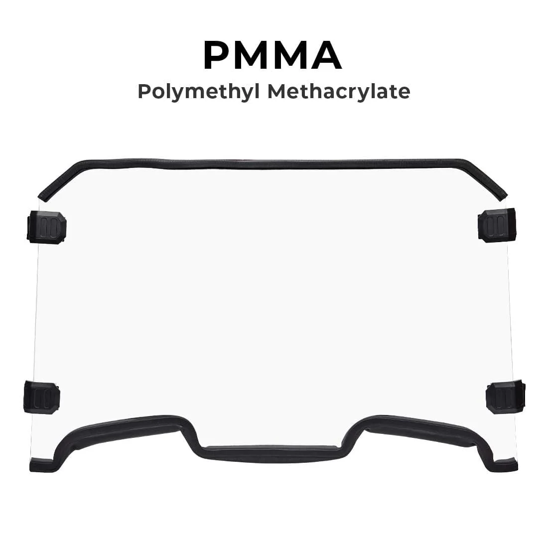 Front Full Windshield with 4 Black Clamps for Polaris RZR - Image 5