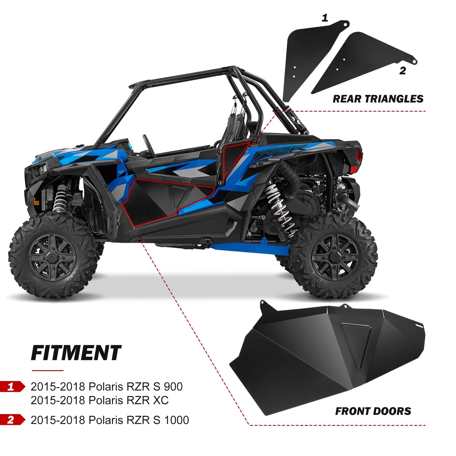Lower Door Panel Inserts for Polaris RZR S 900/S 1000/XP 1000/XP Turbo - Image 4