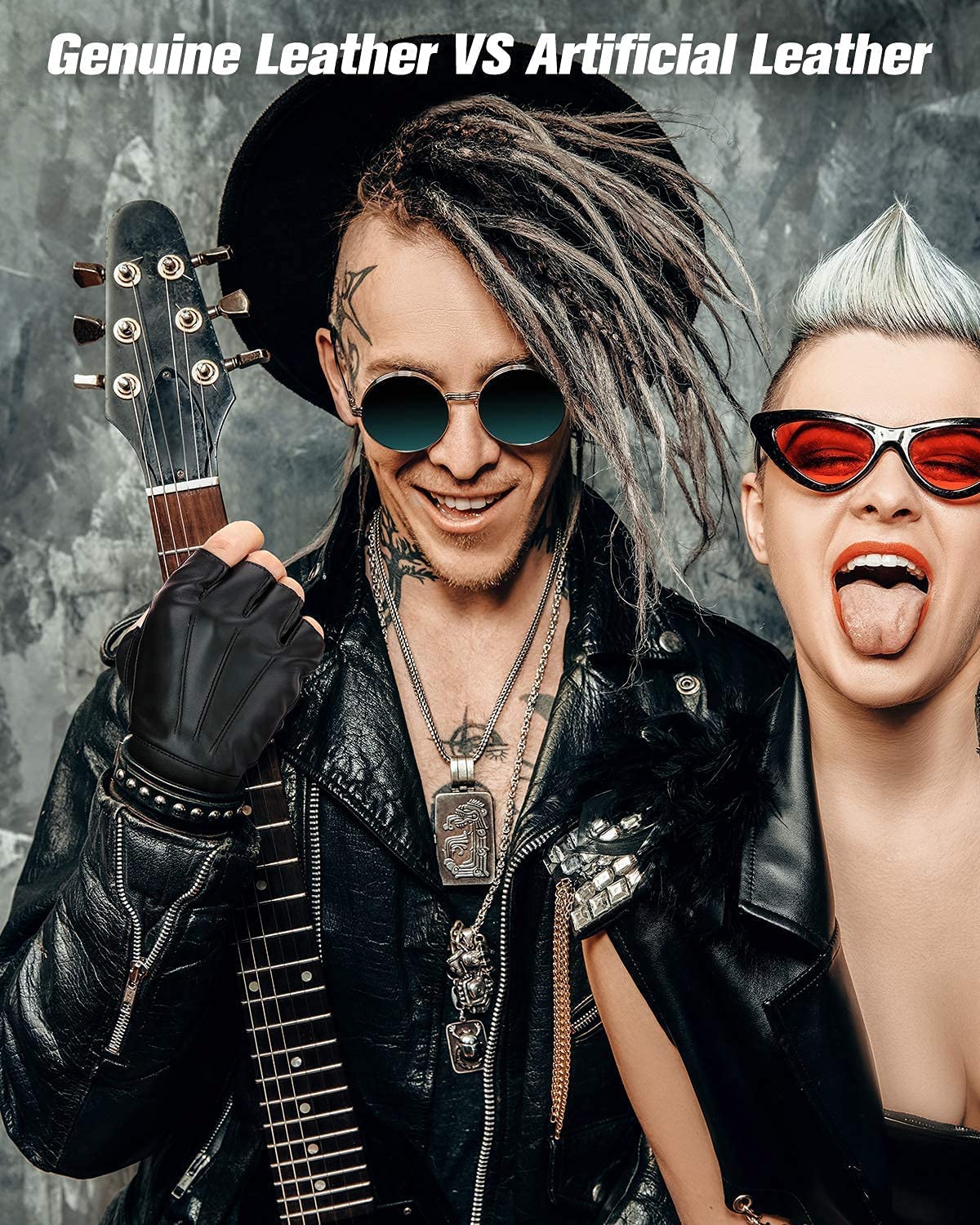 Fingerless Driving Gloves, PU Faux Leather Half Finger Glove for Men Women Teens - Image 4